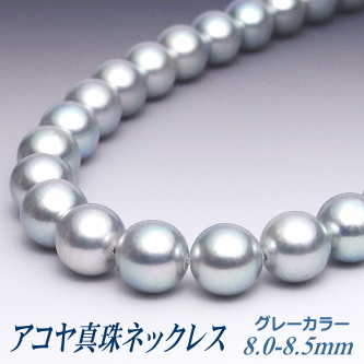 楽天市場】アコヤ真珠 ネックレス グレーカラー 8.0-8.5mm ( 真珠 