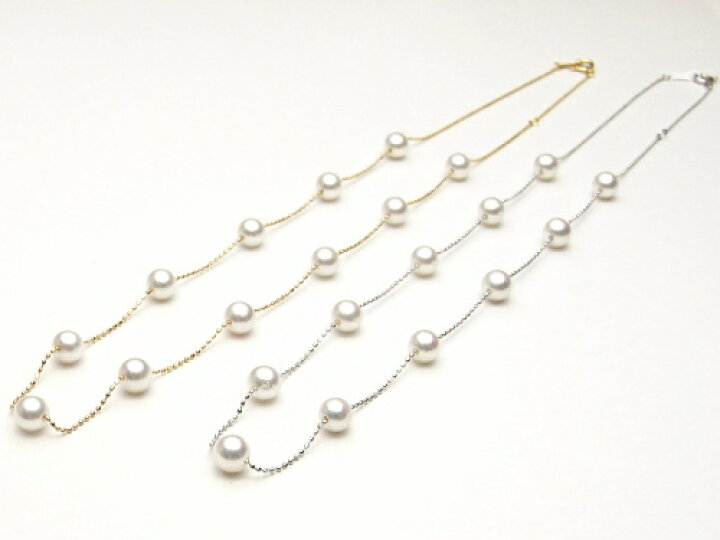 楽天市場】K18 アコヤ真珠 ステーションネックレス （6.0〜5.5mm／YG 