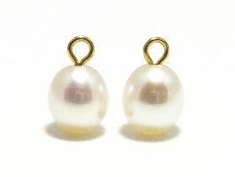淡水真珠 チャーム ファッション通販 K18イエローゴールド 5.0-5.5mm チェンジピアス用 お気に入 1ペア分 丸環部内径:1.2mm