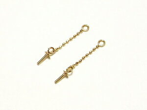 ピアス用チャーム金具(1ペア分/K18製/チェーン部長さ10mm)