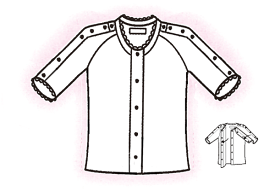 神戸生絲　ワンタッチ肌着　婦人用前開き両肩腕開きシャツ（五分袖）　No.54