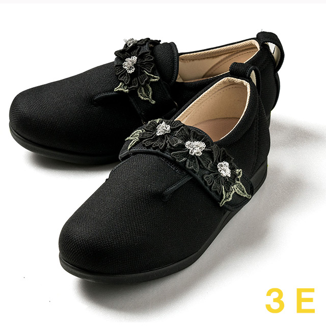 【送料無料】ケアシューズ コスモス（15021B） ブラック 3E クレソン【レディースシューズ・ケアシューズ おしゃれ・ケアシューズ 花柄・敬老の日・母の日・靴 花柄】 その他