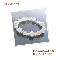 パワーストーン天然石ブレスレットブルーカルセドニーピンクカルセドニー水晶