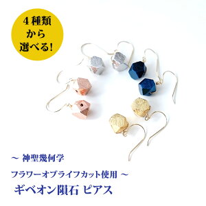 k18 隕石 ピアス 神聖幾何学 フラワーオブライフ パワーストーン 天然石 18金 18k ゴールド 【あなたに幸運が届きますように 幸運を招く フラワーオブライフカット の ギベオン隕石のお守り