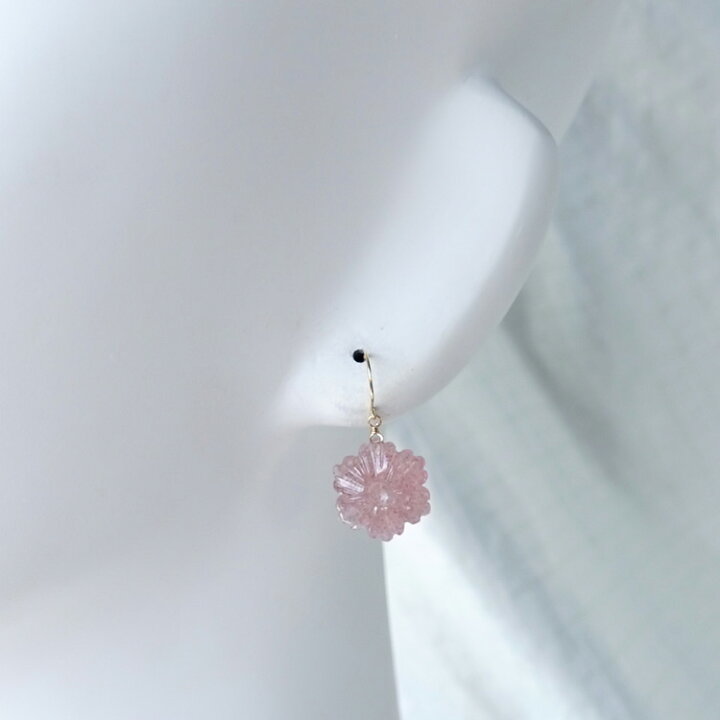 楽天市場】k18 ピアス ストロベリークォーツ イヤリング 