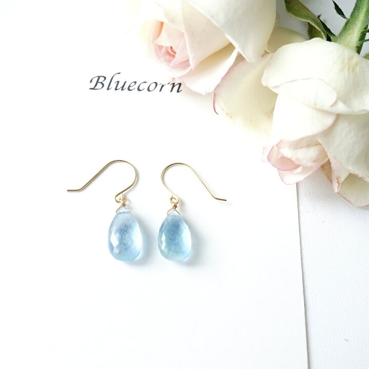 楽天市場】k18 ピアス アクアマリン イヤリング ノンホールピアス 