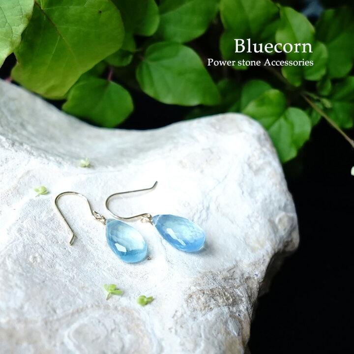 楽天市場】k18 ピアス アクアマリン イヤリング ノンホールピアス 