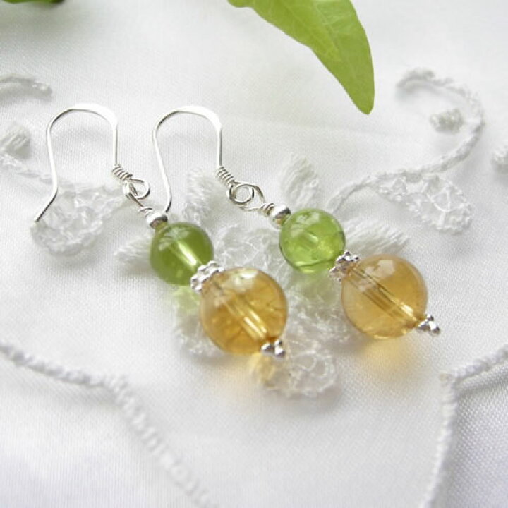 楽天市場】パワーストーン ピアス 天然石 ノンホールピアス シトリン  