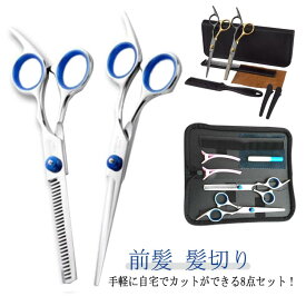 【レビュー特典 20％OFF】すきばさみ はさみ クリップ 8点セット 散髪用ハサミ ウィッグはさみ 子供 セット ヘアカット 散髪 髪切り 子ども コーム 前髪 ケース付き 美容師 プロ用 家庭用 散髪はさみ