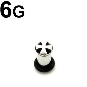 SS ボディピアス  サージカルステンレス アイアンクロスシングルフレアイヤーレット 【 6G】★メール便翌日到着300円★