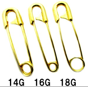 18GP ボディピアス 18金ゴールド リアルな安全ピン【18 G 16G 14G 】★メール便翌日到着★