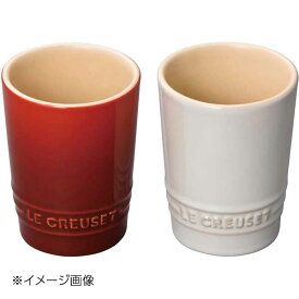 ル・クルーゼ (Le Creuset) ペア・ショート・タンブラー(2個組) チェリーレッド&ホワイトラスター 910378-00