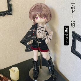 BJD ドール服 人形服 衣装 1/6ドール用 20cm 30cm セットアップ ナイト 騎士 勇者 2点セット 3点セット トップス シャツ ショーツ パンツ 方マント 剣 ワンショルダー アウトフィット 長袖 カジュアル ファンタジー 撮影用 SNS映え レッド 黒