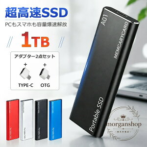 �|�[�^�u��SSD 1TB USB 3.1�Ή� USB-C�EUSB-A�ڑ� ���^�A���~����➑� �ϏՌ��݌v �Ǎ�560MB/s�E����500MB/s �p�\�R���̃f�[�^�ۑ��⎝���^�тɑΉ� TYPE-C�P�[�u���EOTG�R�l�N�^�t�� �X�}�[�g�t�H���ڑ�