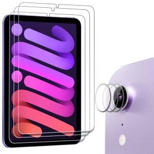 ProCase 1���Z�b�g iPad Mini 7���� A17 Pro/Mini 6 �t���ی�t�B���� 8.3�C���` 2024/2021�N���� 9H�d�x �ϏՌ� �����K���X �J�����t�B����3���t�� �S�ʋz�� �\�t�L�b�g�t��