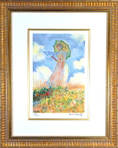 【パリの職人が再現する光の動き】 リトグラフ版画 モネ 「日傘を差す女」