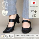 ★20日はMAX1000円OFF! 【FIZZ REEN】 フォーマル ベルト パンプス 3E レザー 疲れない 本革 シンプル おしゃれ 靴 黒 ヒール 5センチ 50代 甲高 幅広 外反母趾 歩きやすい レザーパンプス ストラップ オフィス 結婚式 靴ずれしない