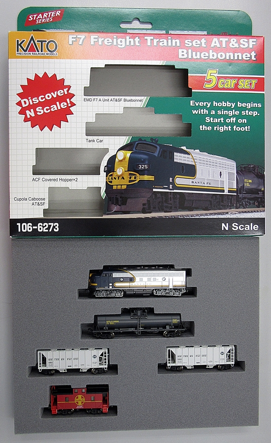 【中古】Nゲージ/KATO 106-6273 set【A】 car 5 Bluebonnet AT＆SF set train Freight F7 ディーゼル機関車