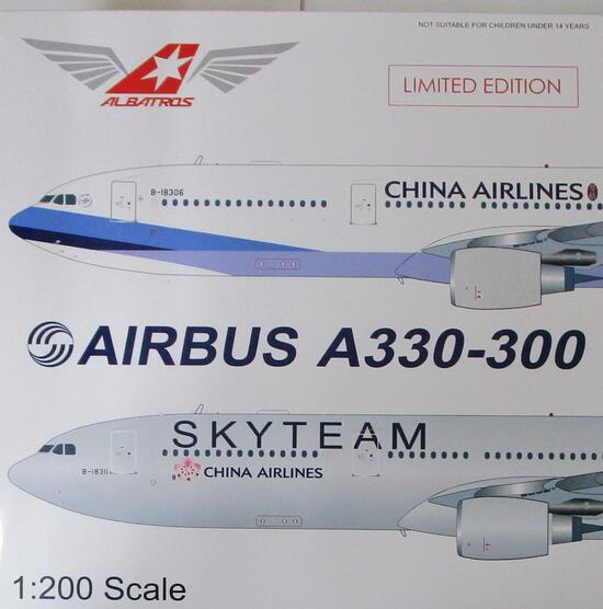 ALBATROS 旅客機完成品　<br>1 200　CHINA　AIRLINES<br>AIRBUS　A330-300<br>通常塗装2023年ロット　品番:ALB218306<br><br> 開封品(撮影の為、一度開封しました。)<br> 箱少し傷みあり<br>商品の性質上多少の塗装ムラ等はご容赦ください。