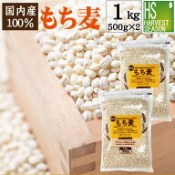 雑穀 国内産もち麦 計1kg(500g×2袋)【メール便送料無料】[代引＆日時指定不可]100％国内産もち麦(大麦)…