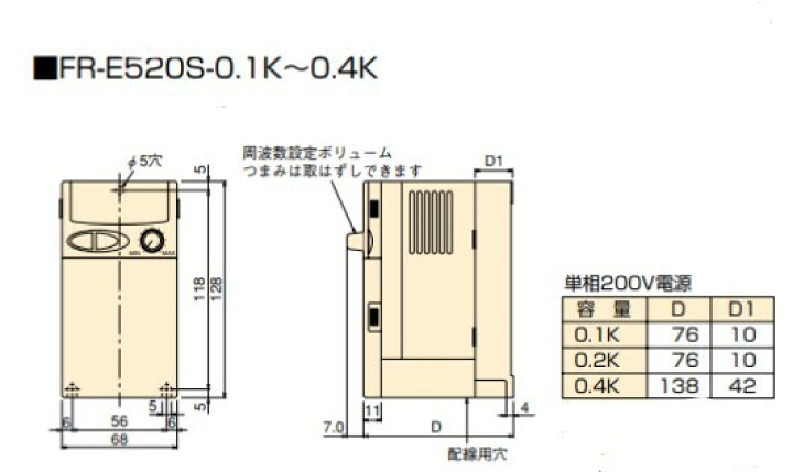 楽天市場】【未使用】三菱電機 FR-E520S-0.2K インバータ FREQROL-E500 