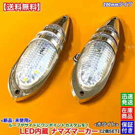新品 LED ナマズ マーカー 低高タイプ 20cm ホワイト 2個SET　白 12V 24V ナマズランプ ルーフ サイド デコトラ 電飾 カスタム アトラス コンドル クオン