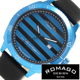 [訳あり]ロマゴデザイン 腕時計 ROMAGO DESIGN 時計 ロマゴ スーパーレジェーラ Super leggera メンズ RM049 スーパーレジェーラ ブルー ストライプ RM049-0371ST-BU プレゼント ギフト 新生活 新社会人 父の日