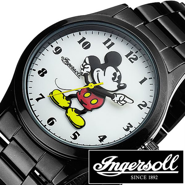 インガソール ミッキー 腕時計 INGERSOLL MICKEY 時計 ディズニー 時計 Disney 腕時計 インガソールミッキー  INGERSOLLMICKEY ディズニー時計 メンズ レディース ZR26438 メタル ベルト クラシック タイム コレクション ブラック  プレゼント ギフト 