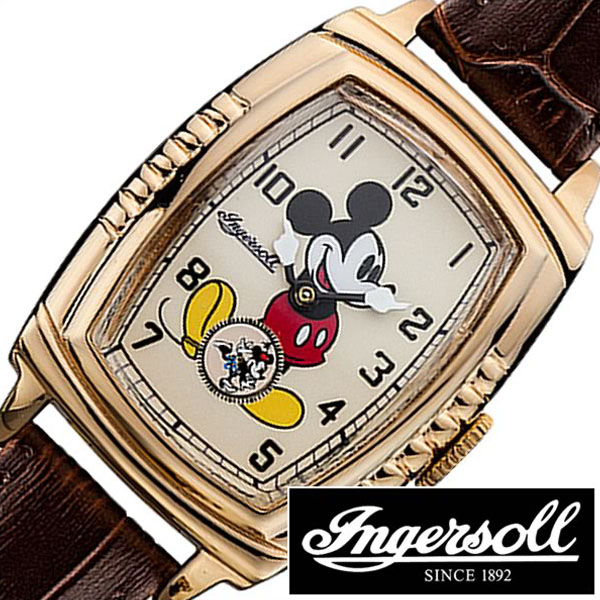 インガソール ミッキー 腕時計 INGERSOLL MICKEY 時計 ディズニー 時計 Disney 腕時計 インガソールミッキー  INGERSOLLMICKEY ディズニー時計 メンズ レディース ZR26564 機械式 メカニカル 革 ベルト 30's コレクション 復刻モデル  プレゼント 