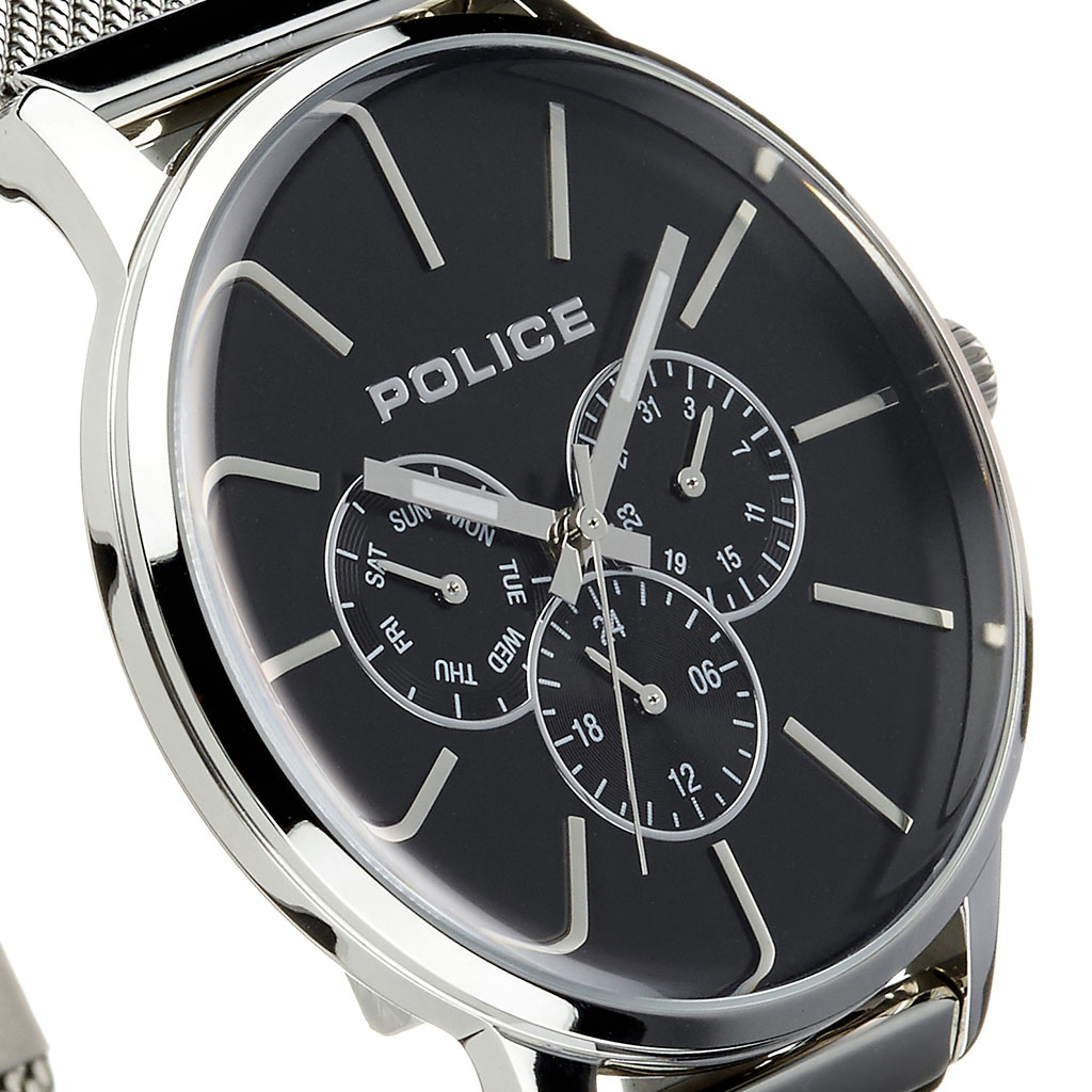POLICE 腕時計 ブラック ゴールド ステンレス-