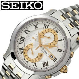 セイコー 腕時計 SEIKO 時計 プルミエ Premier メンズ ゴールド ホワイト SPC068P1 人気 ブランド おすすめ 防水 ステンレス ベルト メタル カレンダー クロノグラフ 逆輸入 限定 社会人 スーツ 仕事 ビジネス かっこいい ギフト