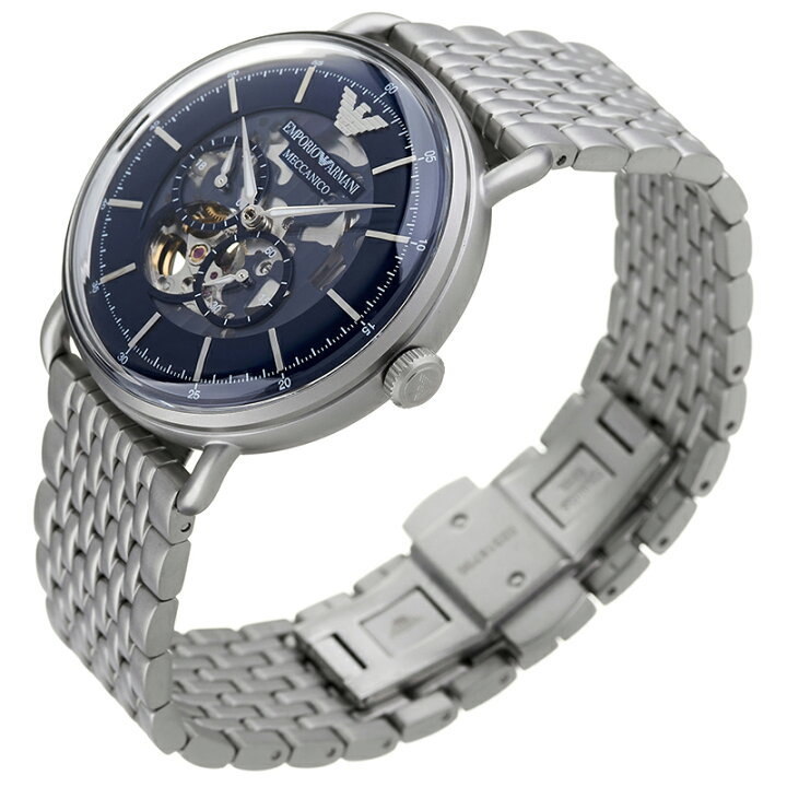 楽天市場 エンポリオ アルマーニ 腕時計 Emporio Armani 時計 アビエーター メカニコ Aviator Meccanico メンズ 腕時計 ネイビー Ar おすすめ ブランド エンポリ 革ベルト スーツ 機械式 自動巻き スケルトン オープンハート プレゼント バレンタイン 腕時計専門