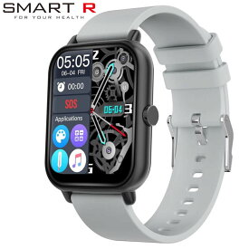 スマートR 腕時計 SMART R 時計 スクエア デザイン iphone対応 Android対応 表面温度測定機能 血中酸素測定機能 通知機能 NY-17 シルバー ユニセックス 腕時計 液晶 充電式デジタル スマートウォッチ SR-501023 おすすめ おしゃれ プレゼント ギフト