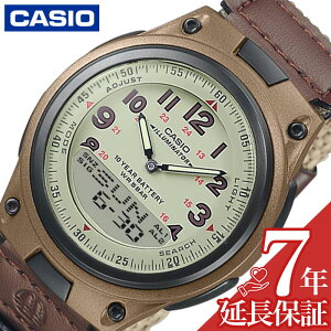 カシオ 腕時計 CASIO 時計 カシオコレクション スタンダード メンズ 腕時計 ベージュ ブラウン マジックテープ アナデジ LEDライト ストップウォッチ ワールドタイム アラーム 見やすい AW-80V-5B