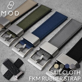 【帆布 × ラバー バンド】 MOD SAILCLOTH FKM RUBBER STRAP ストラップ カン幅 ラグ幅 20 22 mm 幅 腕時計 時計 ラバーベルト シリコンベルト ストラップ 交換用 腕時計ベルト 替えベルト 替えバンド カスタム パーツ メンズ おすすめ フッ素 ゴム 裏面 防水 アウトドア