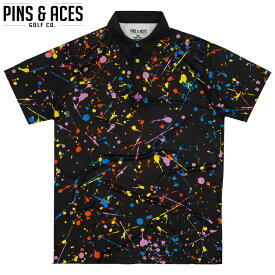 PINS&ACES/ピンズ&エースレインボースプラッター ポロ Rainbow Splatter PA2PLRSPポロシャツ ゴルフウェア ウエア メンズ 半袖 メンズ おしゃれ【送料無料】