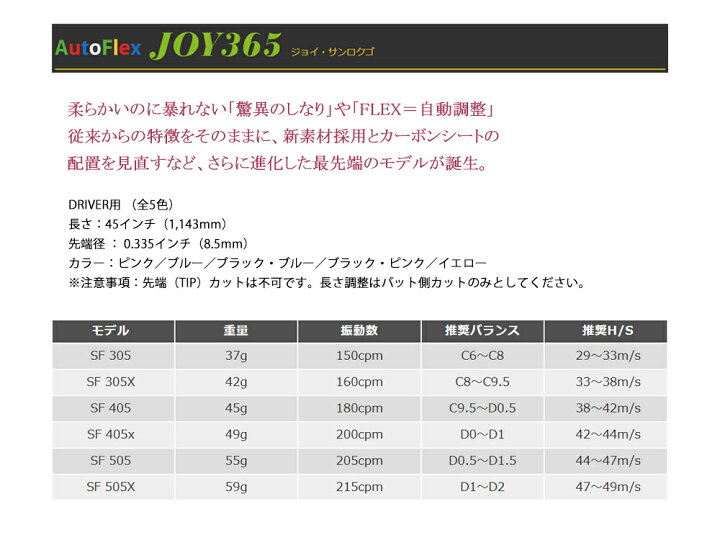 楽天市場】【スリーブ付き】AutoFlex オートフレックス JOY365 ジョイ 