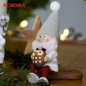 NORDIKA nisse ノルディカ ニッセ 人形 フクロウを抱えたサンタ サンタ サンタクロース クリスマス オブジェ 飾り 木製 北欧 雑貨 置物 プレゼント ギフト NRD120610 インテリア ナチュラル