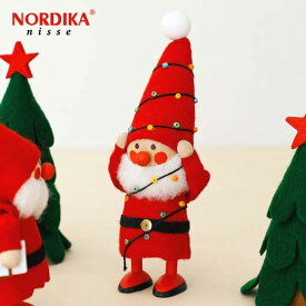 NORDIKA nisse ノルディカ ニッセ 電飾にからまるサンタ（赤） サンタ サンタクロース クリスマス オブジェ 飾り 木製 北欧 雑貨 置物 プレゼント ギフト NRD120647