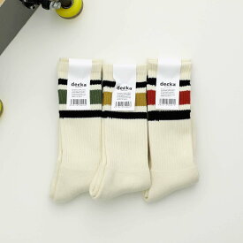 靴下 レディース decka Quality socks 80’s スケーターソックス レディース靴下 レディース ソックス 日本製 80's Skater Socks 雑貨 クルーソックス ラインソックス