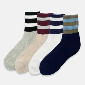 OBSCURE SOCKS M - PHOENIX オブスキュアソックス フェニックス 靴下 メンズ ミドル丈 クルー丈 クルー ソックス オーガニックコットン ミドルゲージ ラインソックス