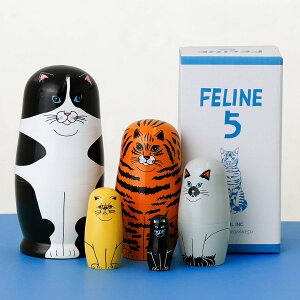FELINE 5 フィーライン ファイブ マトリョーシカ 猫 ネコ ねこ 置物 オブジェ 人形 木製 MIDORI KOMATSU plays かわいい ハイタイド 母の日 プレゼント 花以外 雑貨 ギフト