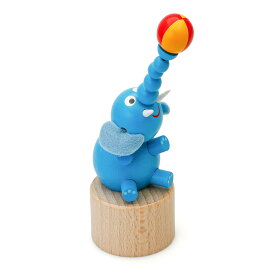 DETOA WOODEN PUSH UP TOY BLUE ELEPHANT デトア プッシュトイ エレファント 木製 おもちゃ 玩具 こども 子ども ゾウ 象 置物 人形 オブジェ インテリア