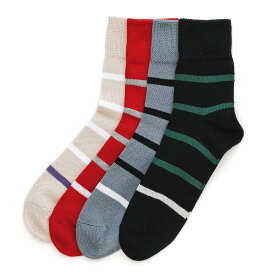 OBSCURE SOCKS M BOUGAINVILLEA オブスキュアソックス ブーゲンビリア （メンズ） 靴下 ソックス メンズ 25-28cm 春 夏 ボーダー 日本製 おしゃれ プレゼント ギフト