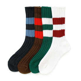 OBSCURE SOCKS M - MAGNOLIA オブスキュアソックス マグノリア 靴下 メンズ ローゲージソックス コットン ソックス クルーソックス 無地 ボーダー