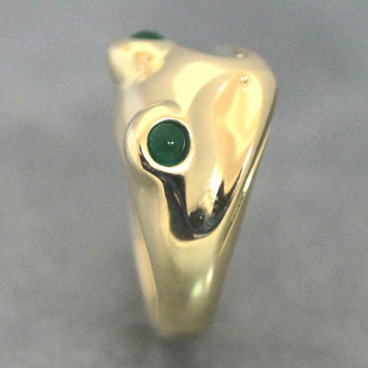 楽天市場】K18カエル指輪カボッションカットエメラルド0.30ct、裏に 