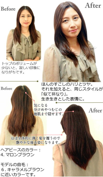 楽天市場】部分ウィッグ ヘアピース ロング 前髪ピース トップカバー 