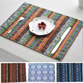リネン混アジアンテイストランチョンマット/プレースマット モダン アジア　エスニック おしゃれ 布製 小物 敷物 雑貨 麻 厚手生地 ディスプレイ 洗える 洗濯 らんちょんっと シート インテリアクロス ファブリック 洗える 丸洗い 無地 ノーアイロン 子供 子ども キッズ