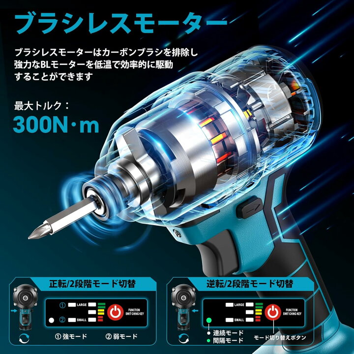 楽天市場】SEESII インパクトドライバー 電動ドライバー 充電式 300N.m 