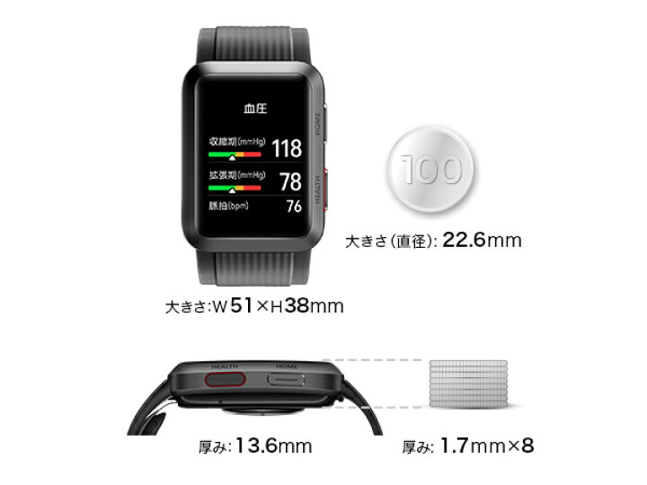楽天市場】医療管理機器 HUAWEI WATCH D スマートウォッチ血圧計  